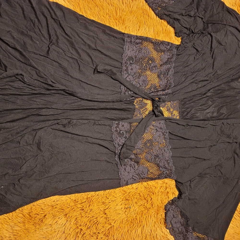 Black lace cutout robe